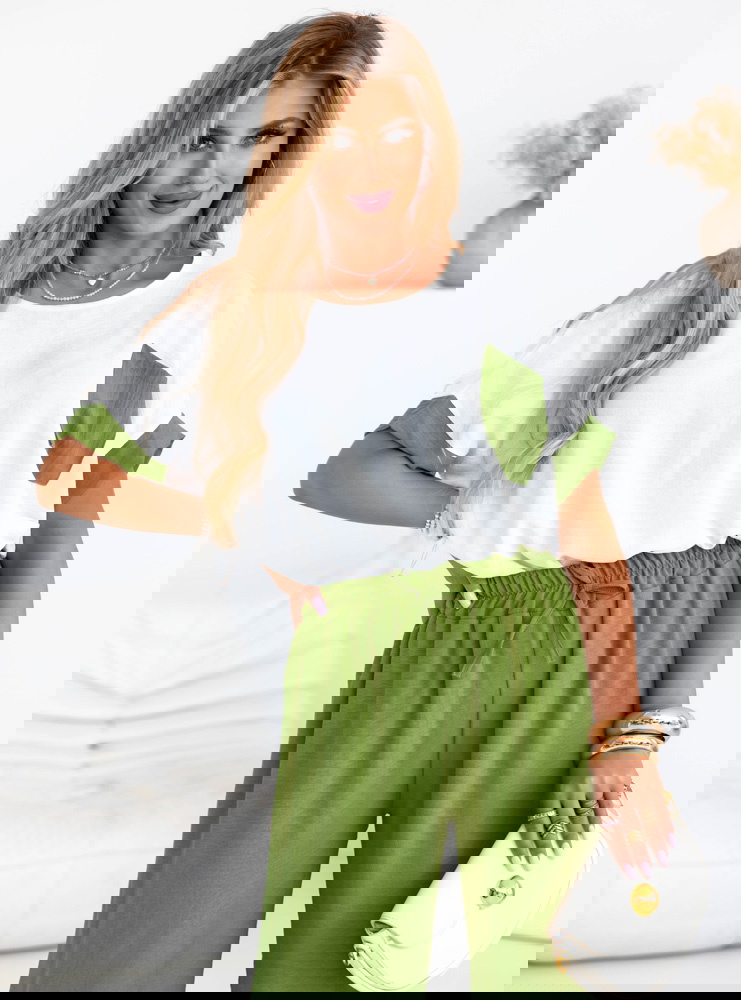 Zielony komplet bluzka i szerokie...