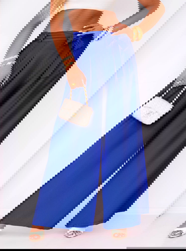 Chabrowe szerokie spodnie z paskiem...