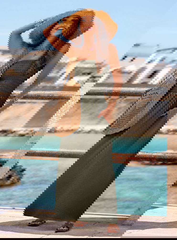 Muślinowa długa sukienka bez...