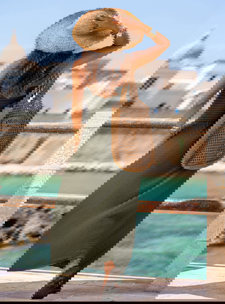 Muślinowa długa sukienka bez...