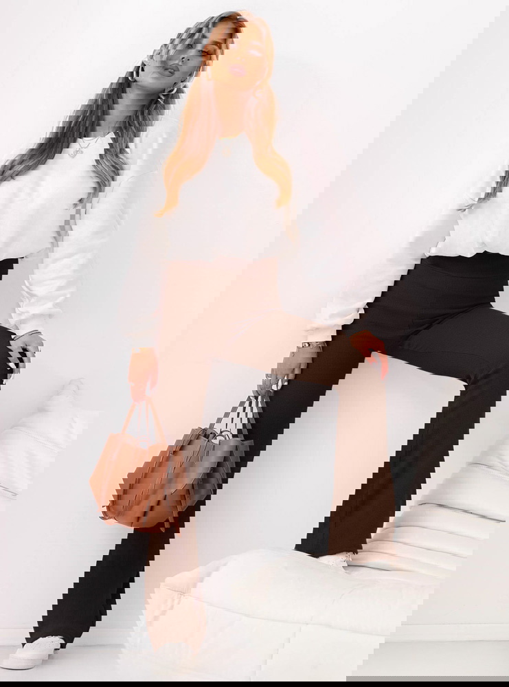 Czekoladowe prążkowane spodnie z...