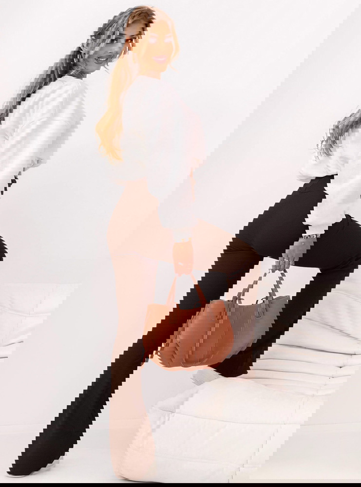 Czekoladowe prążkowane spodnie z...