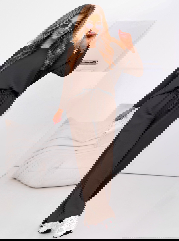 Czekoladowy komplet bluzka i spodnie...