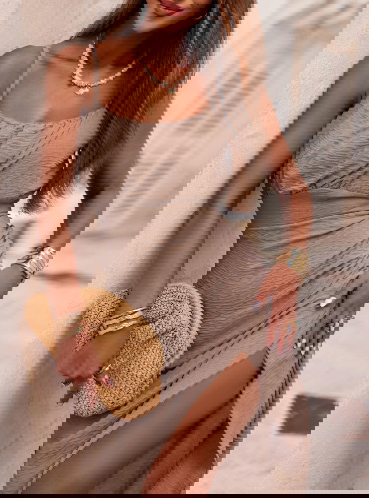 Długa sukienka na ramiączkach z...