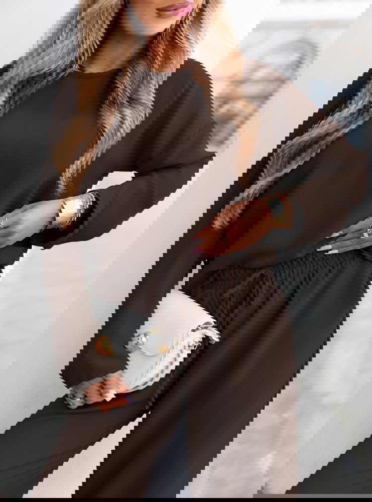 Czekoladowy komplet bluzka i spodnie...