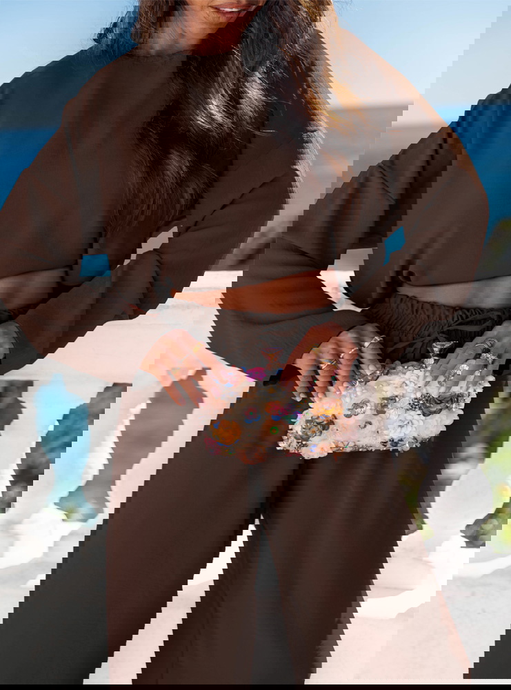 Czekoladowy komplet bluzka i spodnie...