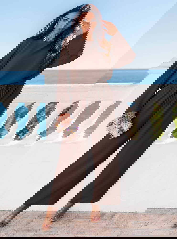 Czekoladowy komplet bluzka i spodnie...