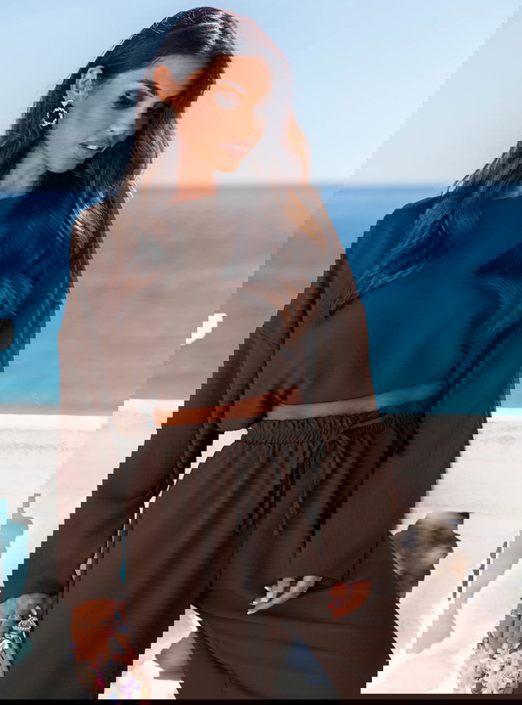 Czekoladowy komplet bluzka i spodnie...