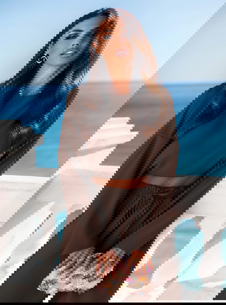 Czekoladowy komplet bluzka i spodnie...