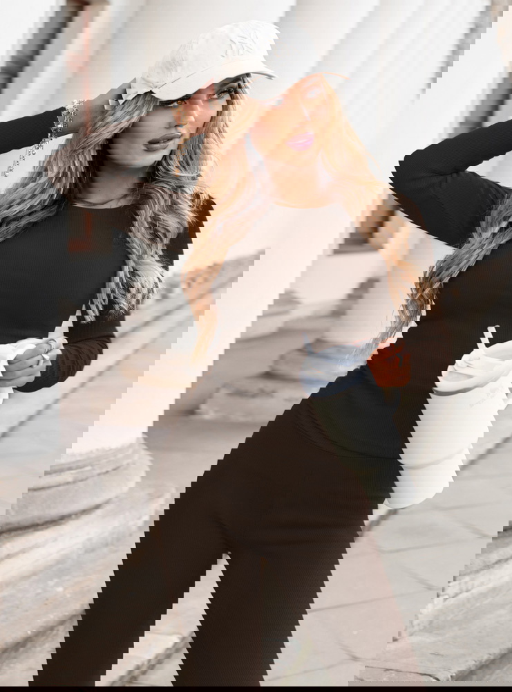 Czekoladowy prążkowany komplet...