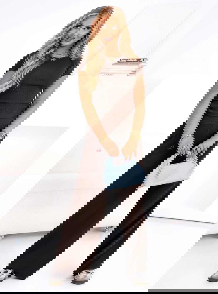 Czekoladowy komplet prążkowany bluzka...