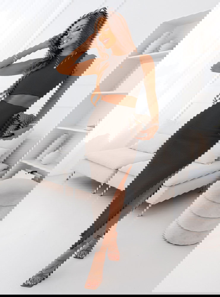 Czekoladowy prążkowany komplet...