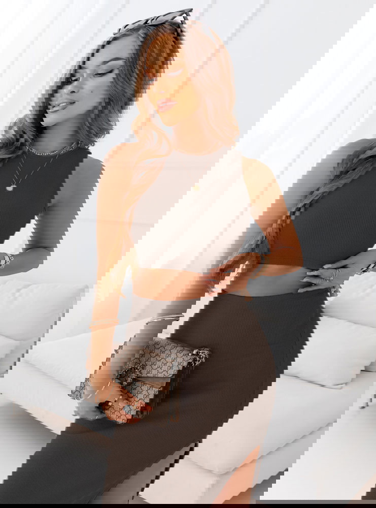 Czekoladowy prążkowany komplet...