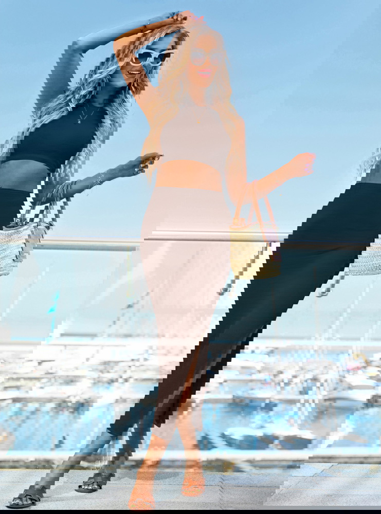 Czekoladowy prążkowany komplet...