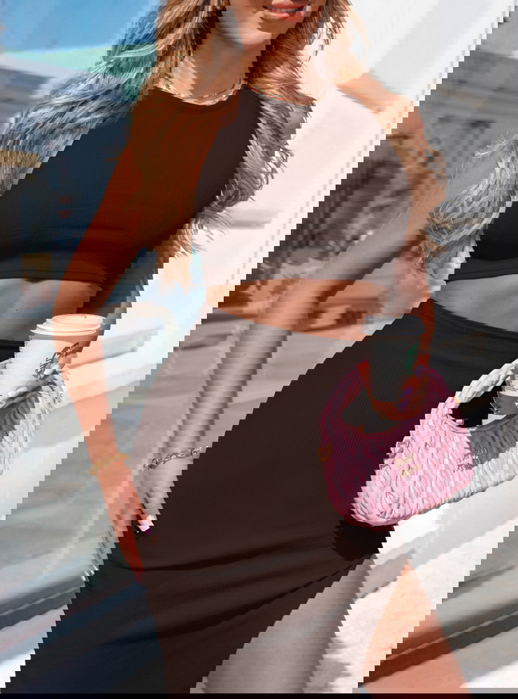 Czekoladowy prążkowany komplet...