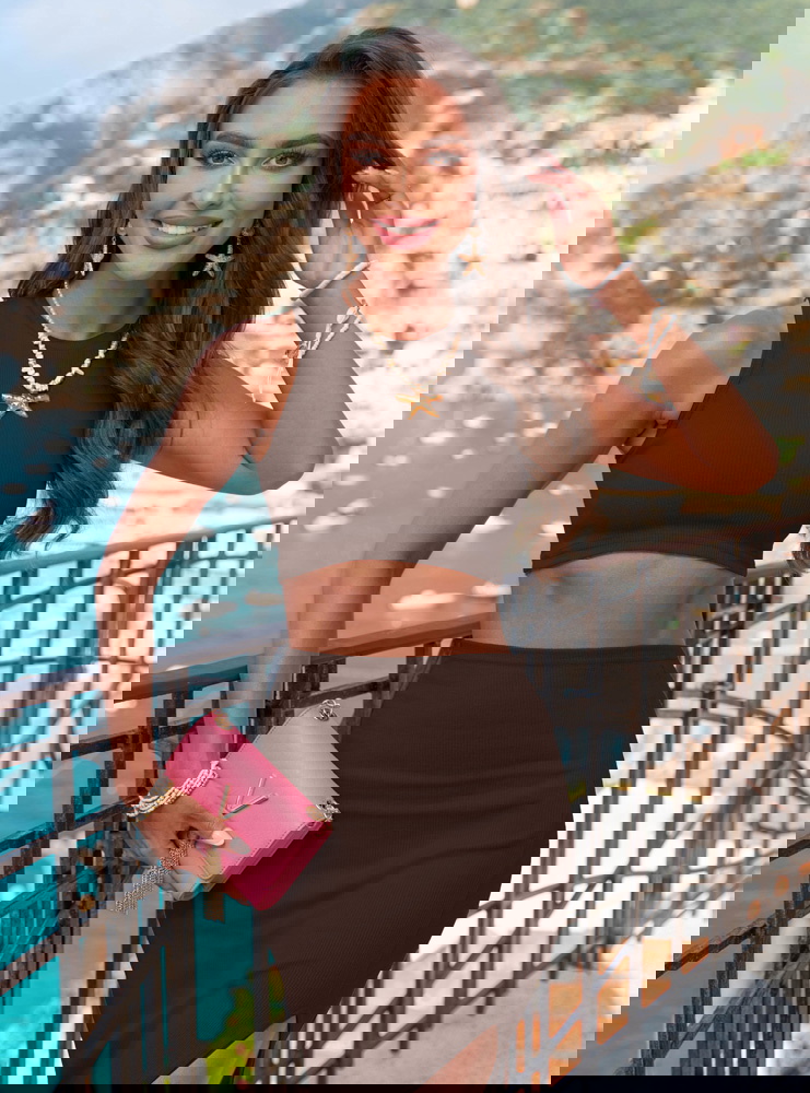 Czekoladowy prążkowany komplet...