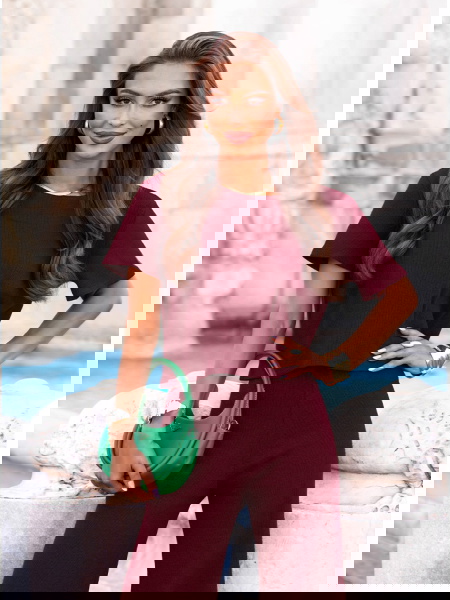 Bordowy komplet prążkowany... 2