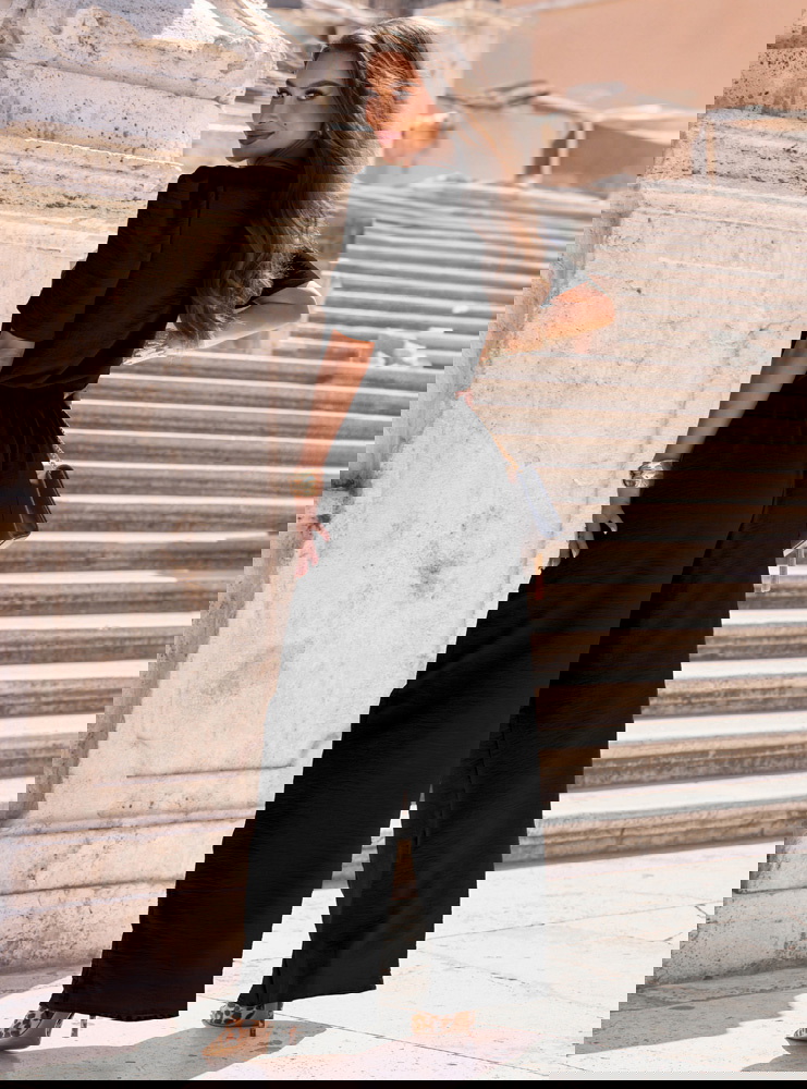 Czarny komplet bluzka i szerokie...