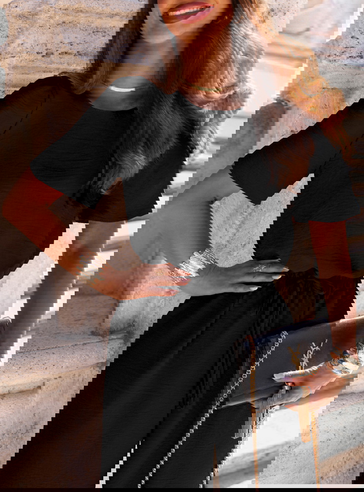 Czarny komplet bluzka i szerokie...