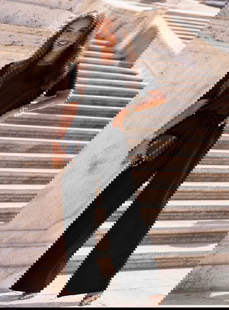 Czarny komplet bluzka i szerokie...