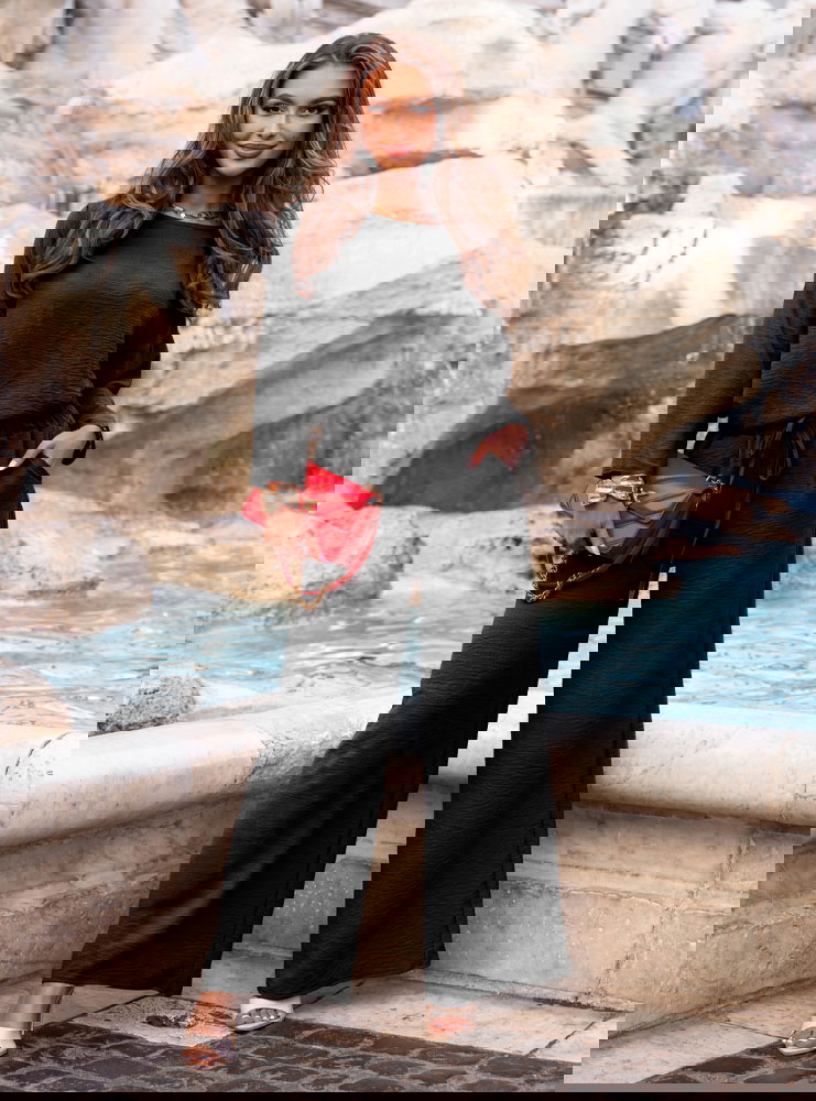 Czarny komplet bluzka i spodnie Aspazja