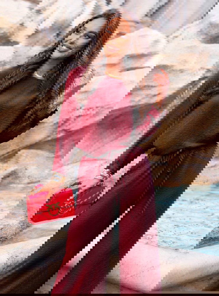 Bordowy komplet bluzka i spodnie Aspazja