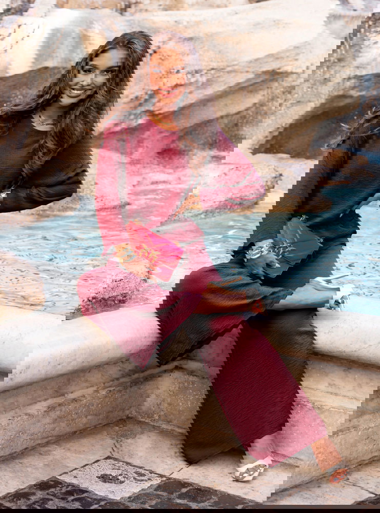 Bordowy komplet bluzka i spodnie Aspazja