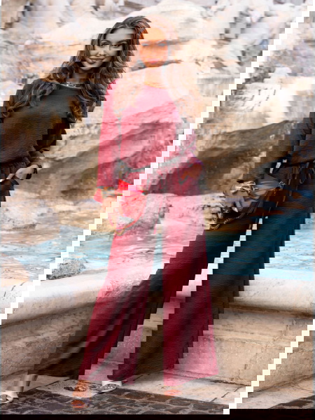 Bordowy komplet bluzka i... 2