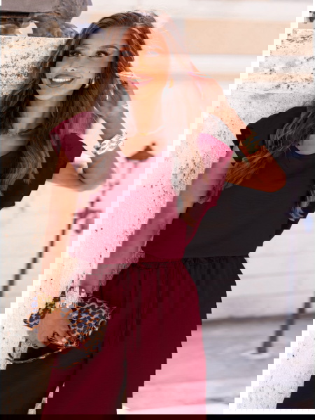 Bordowy komplet bluzka z... 2