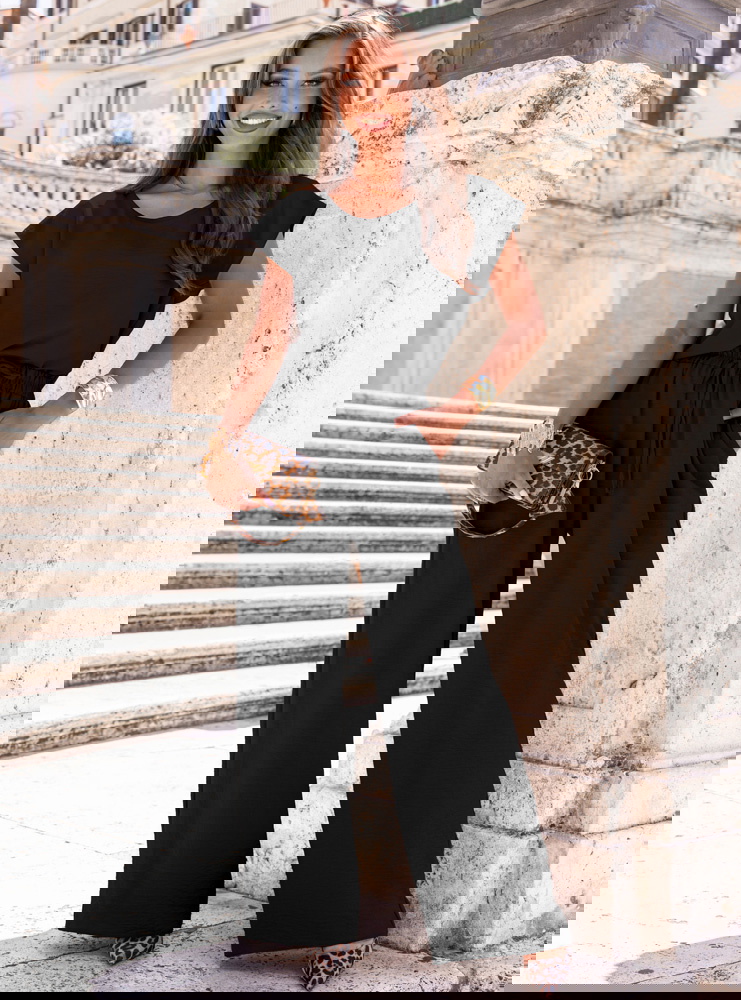 Czarny komplet bluzka z krótkim...