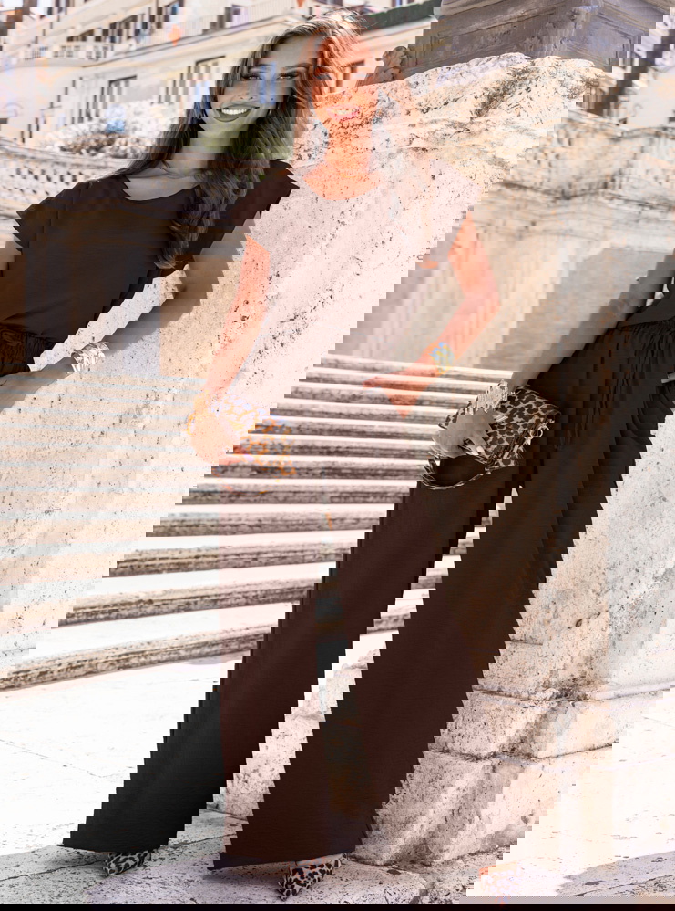 Czekoladowy komplet bluzka z krótkim...