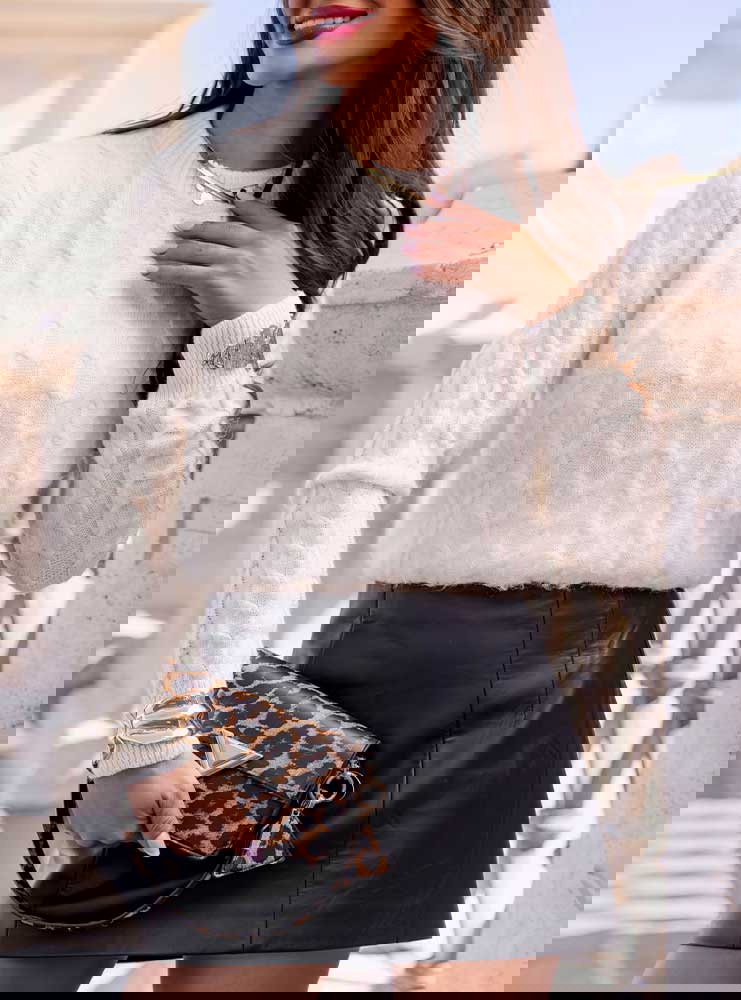 Sweter z warkoczowymi splotami Yeanne...