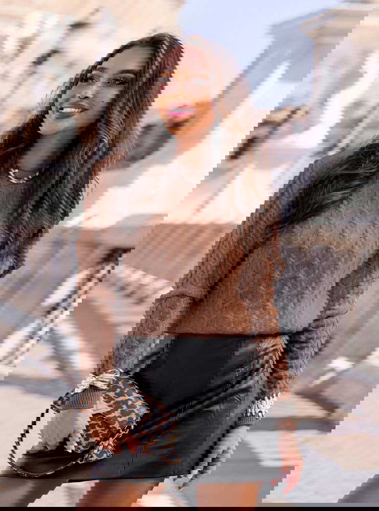 Sweter z warkoczowymi splotami Yeanne...