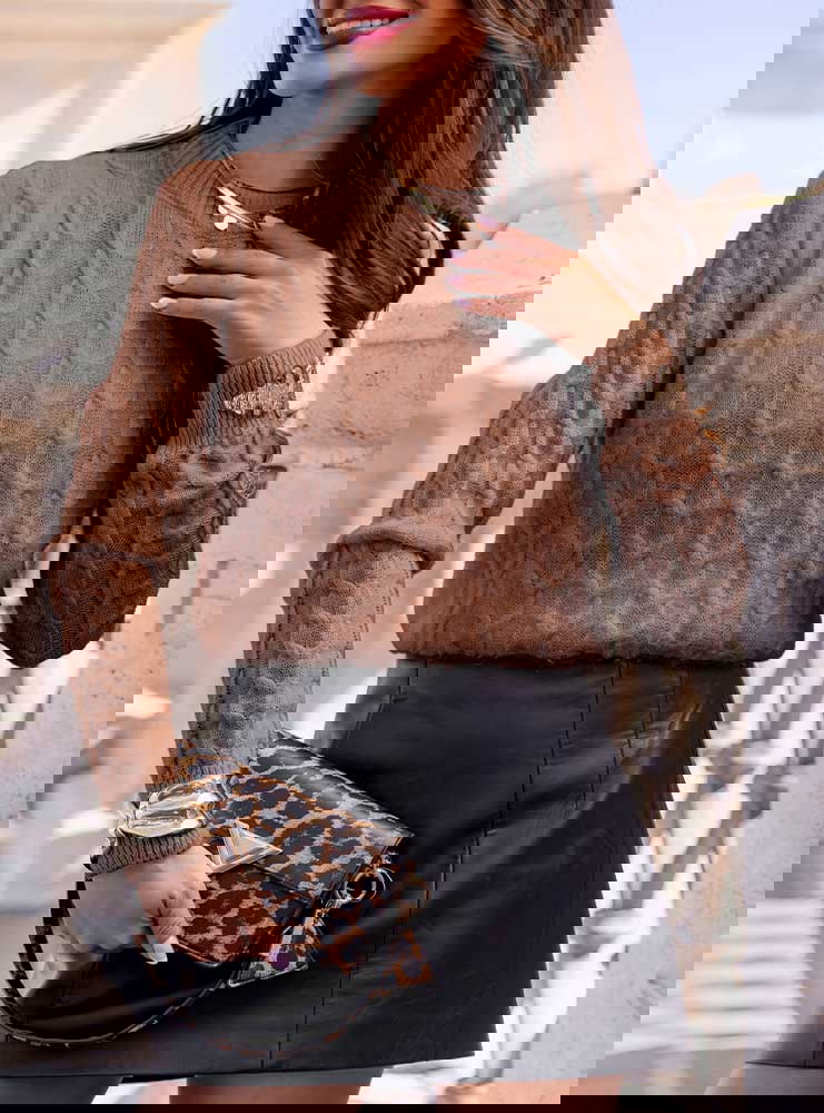 Sweter z warkoczowymi splotami Yeanne...