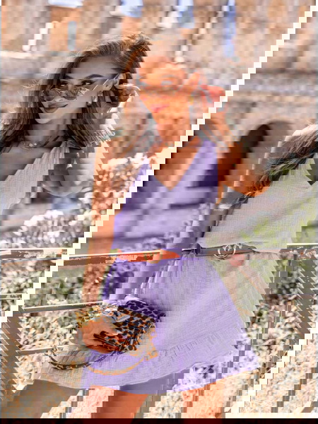 Liliowa muślinowa sukienka... 2