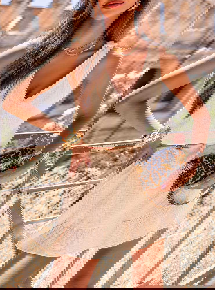 Beżowa muślinowa sukienka na...