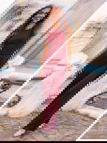 Bordowy prążkowany komplet... 2