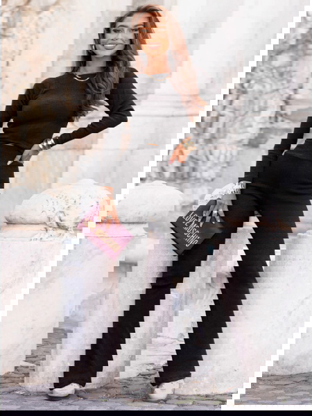 Czarny prążkowany komplet... 2