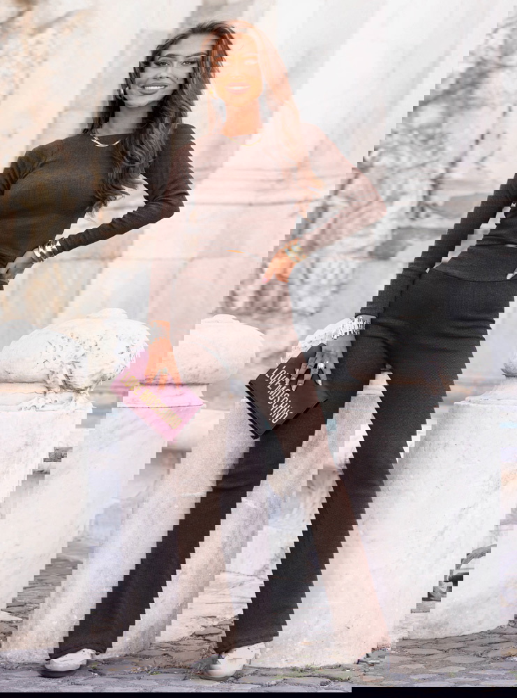 Czekoladowy prążkowany komplet...