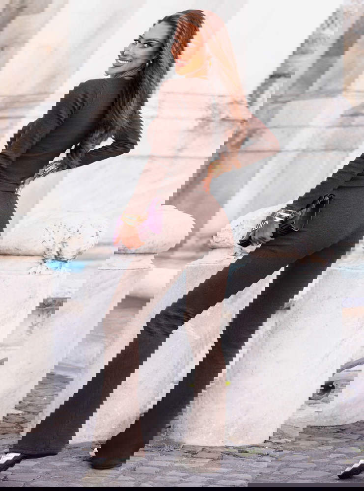 Czekoladowy prążkowany komplet...