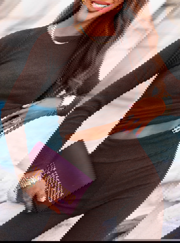 Czekoladowy prążkowany komplet...