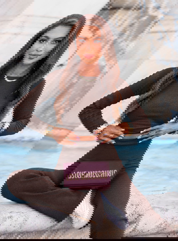 Czekoladowy prążkowany komplet...