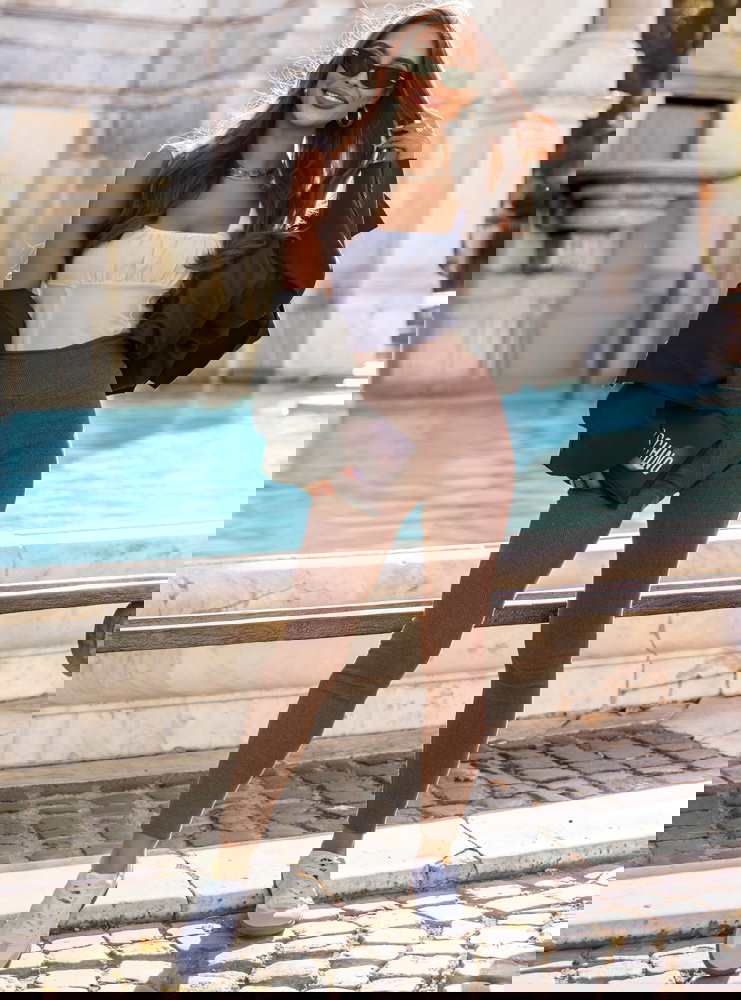 Prążkowane dopasowane legginsy Havena...