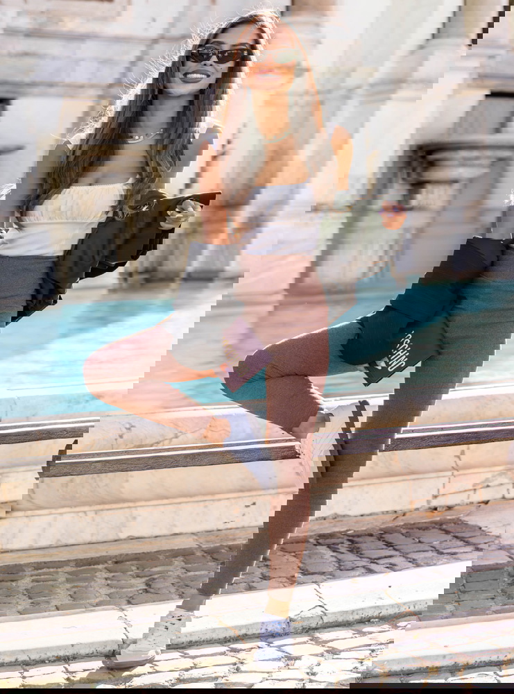 Prążkowane dopasowane legginsy Havena...