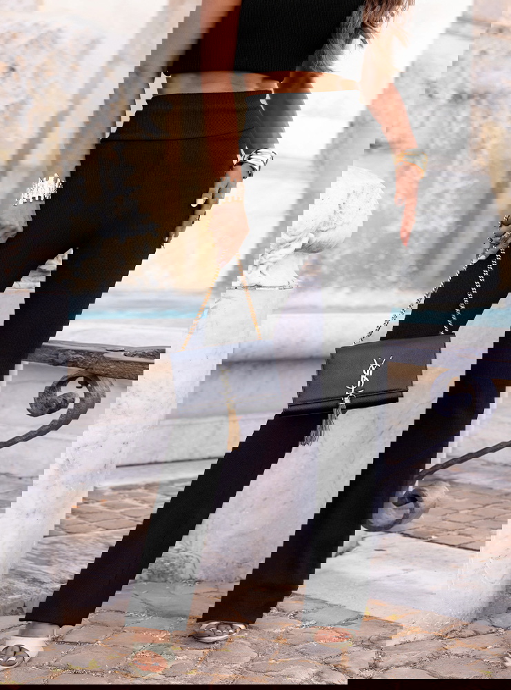 Czarne prążkowane spodnie z...