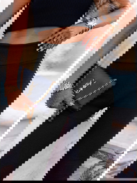 Czarne prążkowane spodnie z... 2