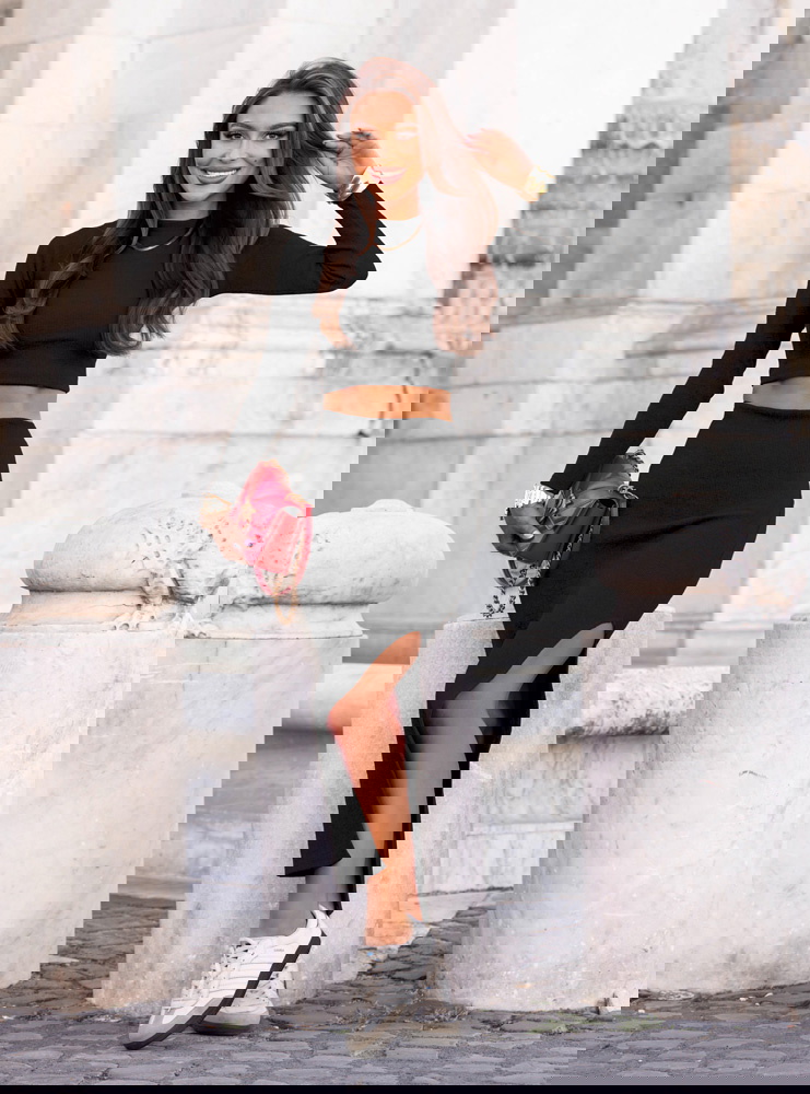 Czarny prążkowany komplet...