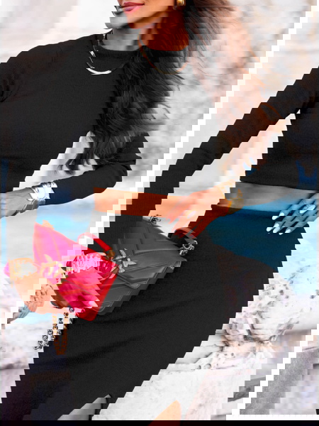 Czarny prążkowany komplet... 2