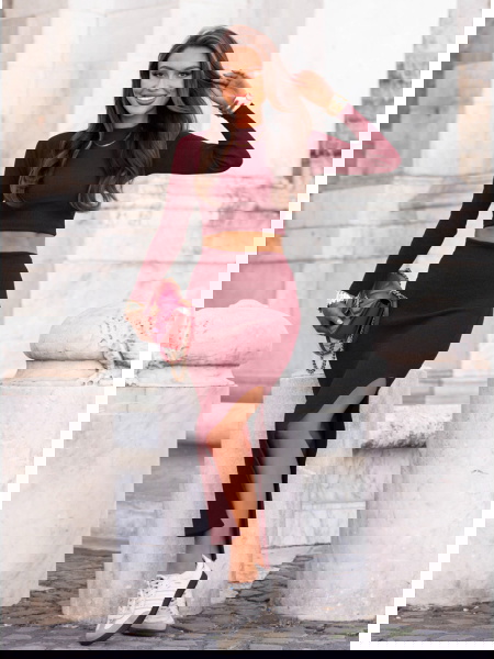 Bordowy prążkowany komplet... 2