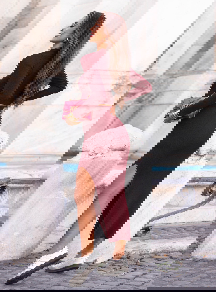 Bordowy prążkowany komplet...